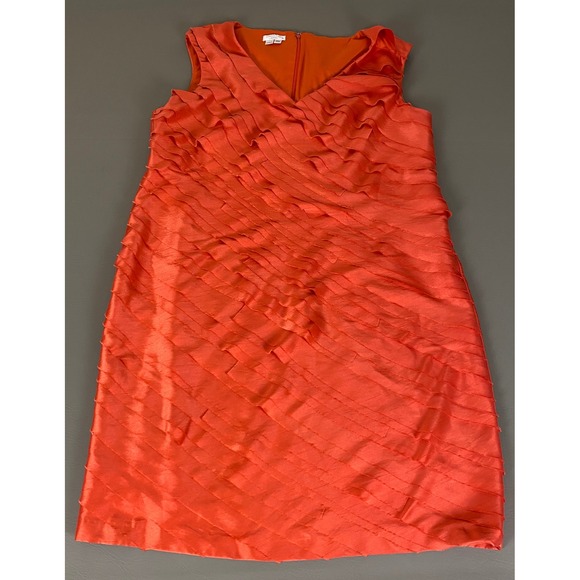 London Times Dress Womens Plus Size 18W Orange Ruffled Sleeveless Party Cocktail - Picture 1 of 11